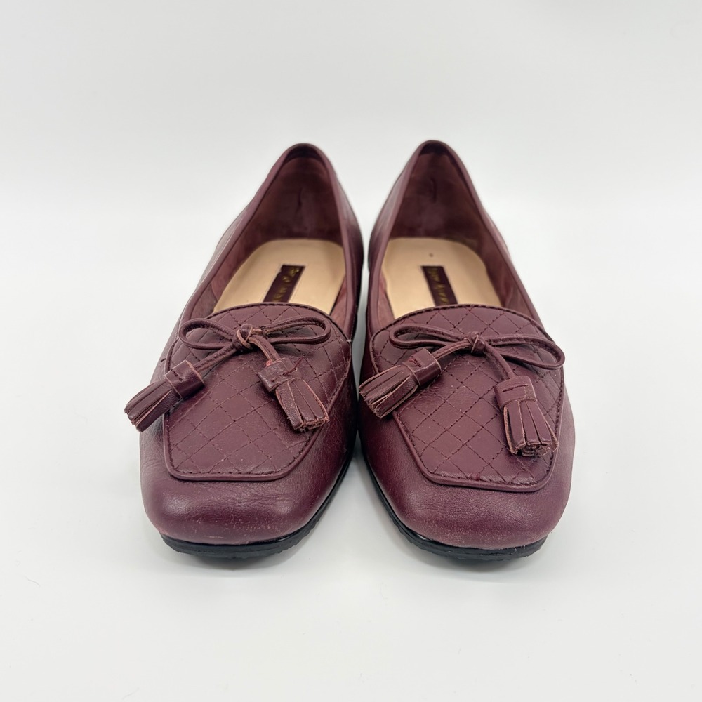 Enzo Angiolini EALIZZIA Burgundy Quilted Leather Tassel Loafers 8M Classic Mod - Picture 10 of 14